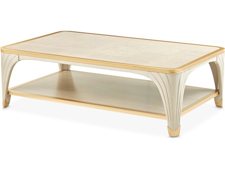 Michael Amini La Terrazza Rectangular Wood Silver Mist Coffee Table