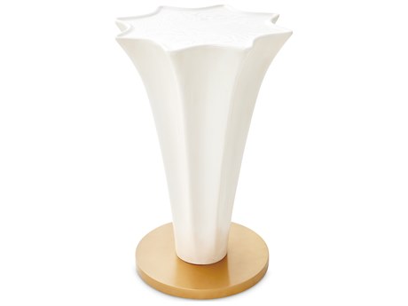 Michael Amini La Terrazza Hexagon Wood Creamy Pearl End Table