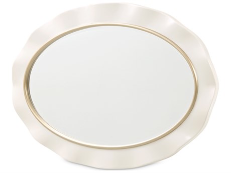 Michael Amini La Terrazza Creamy Pearl Oval Wall Mirror