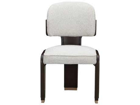 Michael Amini West Kensington Espresso Rubberwood Gray Upholstered Armless Dining Chair Set of 2