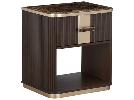 Michael Amini West Kensington 1-Drawer Brown Rubberwood Espresso Nightstand