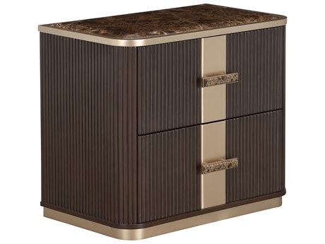 Michael Amini West Kensington 2-Drawers Brown Rubberwood Espresso Nightstand