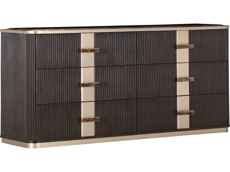 Michael Amini West Kensington 6-Drawers Brown Rubberwood Double Espresso Dresser
