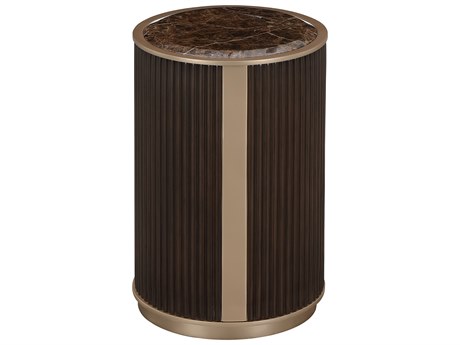 Michael Amini West Kensington Round Marble Espresso End Table
