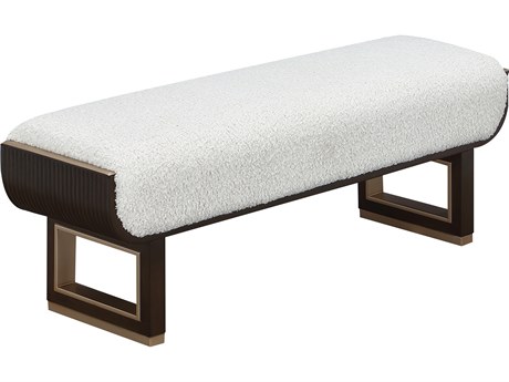 Michael Amini West Kensington Espresso Cream Puff Upholstered Accent Bench