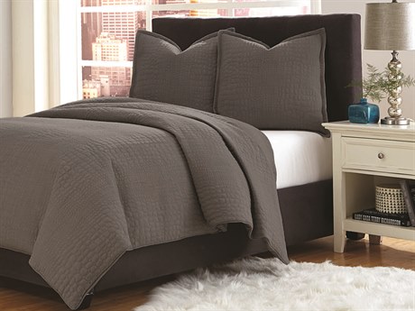 Michael Amini Trent Gray Three-Piece King Coverlet/Duvet Set