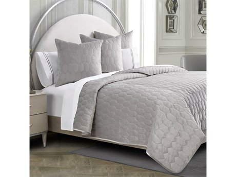 Michael Amini Bedding Affluent 4-Piece King Quilt Set - Dove