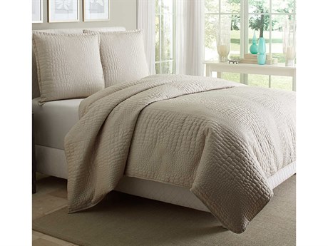 Michael Amini Dash Natural Three-Piece Queen Duvet Set