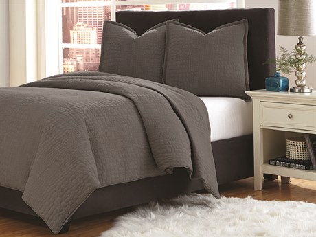 Michael Amini Trent Gray Three-Piece Queen Coverlet/Duvet Set