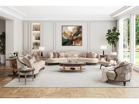 Michael Amini Camellia Field Pecan Living Room Set