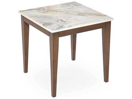 Michael Amini Balboa Square Faux Marble Warm Walnut End Table