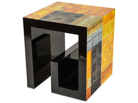 Michael Amini Illusions Square Wood Multi End Table