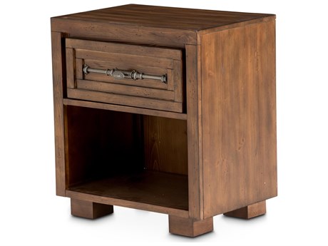 Michael Amini Carrollton 1-Drawer Brown Spruce Wood Nightstand