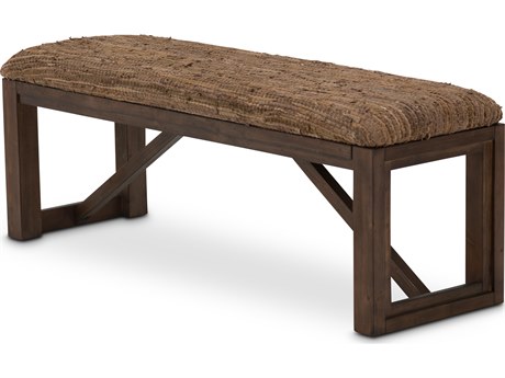 Michael Amini Carrollton Brown Leather Accent Bench