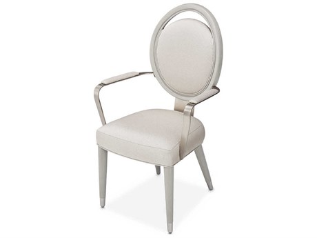 Michael Amini Eclipse Poplar Wood Gray Upholstered Arm Dining Chair