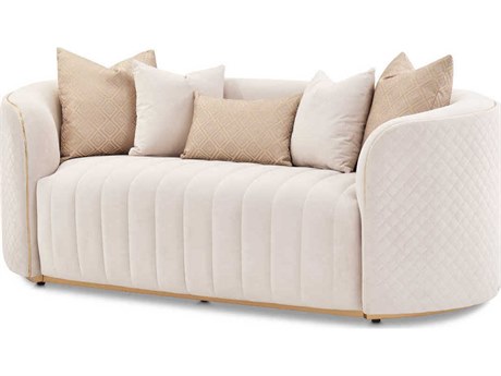 Michael Amini Ariana Beige Velvet Upholstered Loveseat