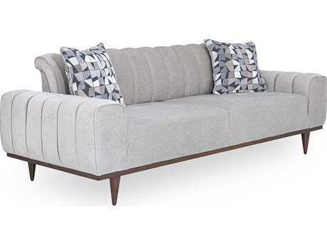 Michael Amini Balboa Shell Gray Upholstered Sofa