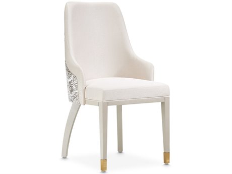 Michael Amini Carmela Beech Wood White Upholstered Arm Dining Chair