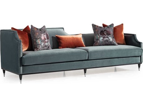 Michael Amini La Francaise Azure Blue Velvet Upholstered Sofa