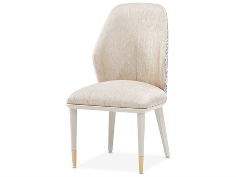 Michael Amini Lisbon Beech Wood Beige Upholstered Armless Dining Chair