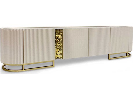 Michael Amini Lisbon - Opal 95" Silken Matte Cream Media Console