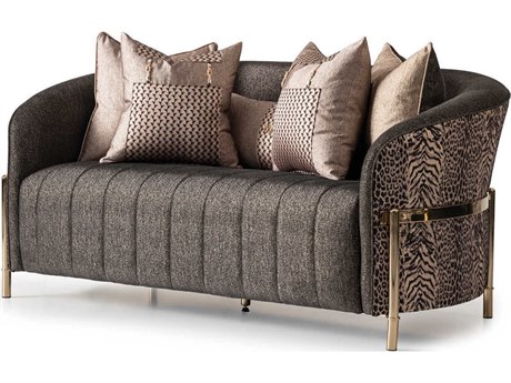 Michael Amini Lisbon - Onyx Brown Upholstered Loveseat