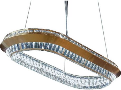 Michael Amini Base Camp Chrome Gold Glass LED Geometric Pendant