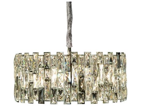 Michael Amini Baguette 8-Light Clear Chrome Crystal Drum Pendant
