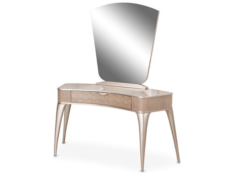 Michael Amini Malibu Crest Birch Wood Vanity Table Set With Mirror