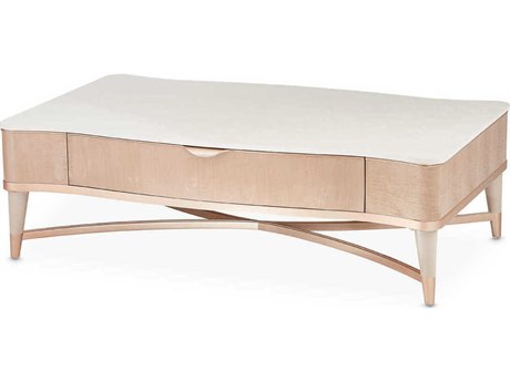 Michael Amini Malibu Crest Rectangular Marble Blush Cocktail Table