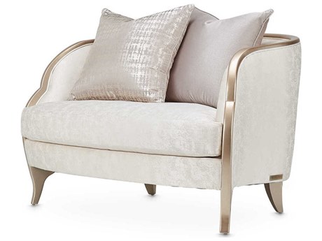 Michael Amini Malibu Crest White Fabric Chair and a Half
