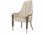 Michael Amini Villa Cherie Caramel Birch Wood Beige Fabric Upholstered Arm Dining Chair  AICN9008004134