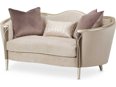 Michael Amini Villa Cherie Hazelnut Porcini Beige Velvet Upholstered Loveseat