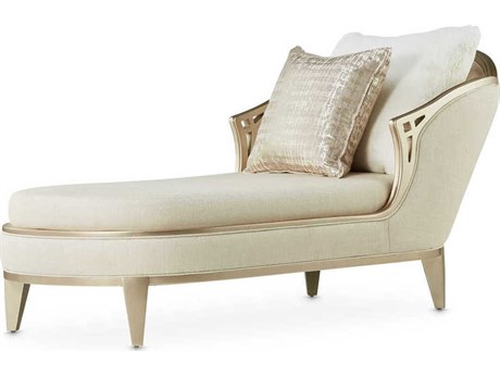 Michael Amini Villa Cherie Caramel Pearl Beige Upholstered Chaise