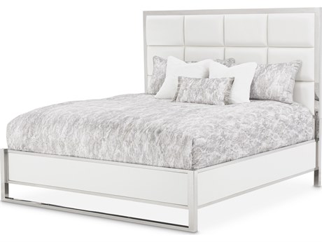 Michael Amini State St. White Solid Wood King Panel Bed