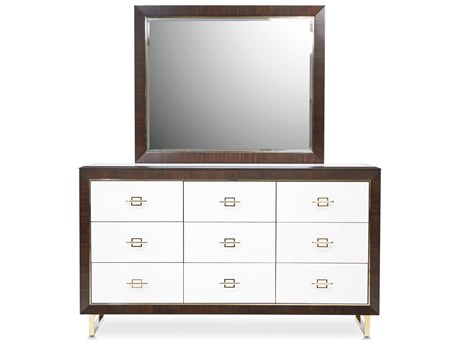 Michael Amini Belmont Place Brown Poplar Wood Dresser with Mirror
