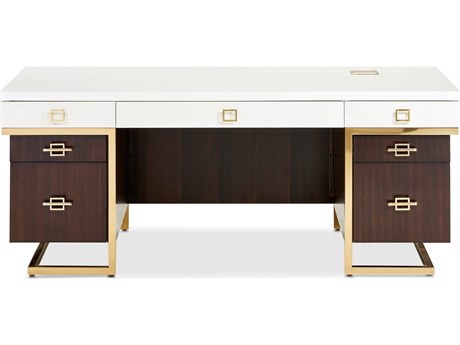Michael Amini Belmont Place Espresso Brown Poplar Wood Executive Desk