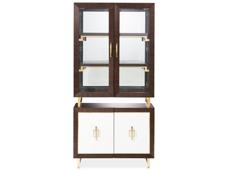 Michael Amini Belmont Place Poplar Wood Espresso Display Cabinet