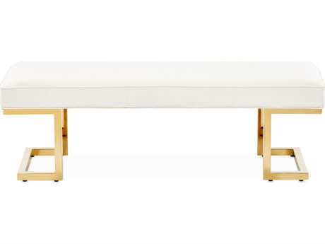 Michael Amini Belmont Place Cream Gold Upholstered Accent Bench