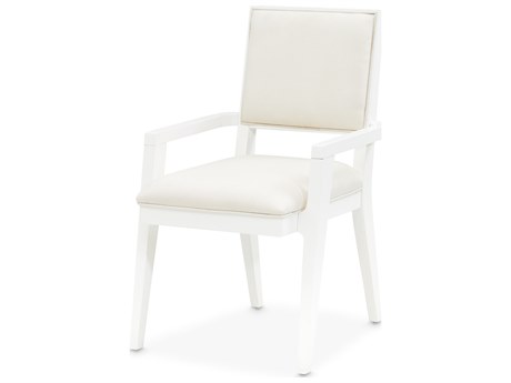 Michael Amini Palm Gate White Upholstered Arm Dining Chair