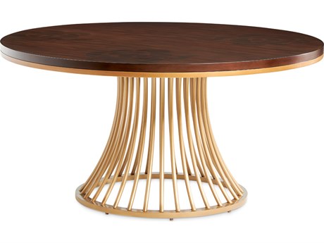 Michael Amini Camellia Field Warm Pecan Round Wood Dining Table