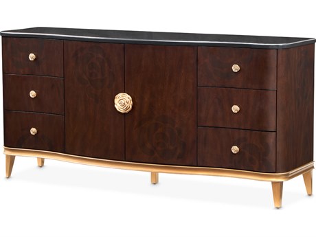 Michael Amini Camellia Field 6-Drawers Brown Poplar Wood Warm Pecan Dresser