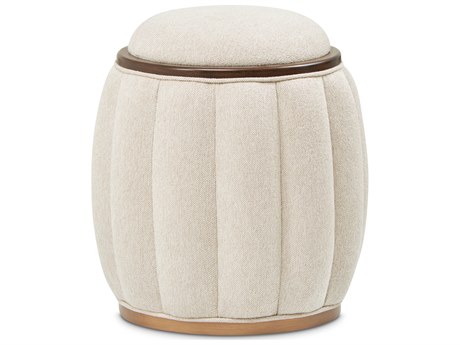 Michael Amini Camellia Field Warm Pecan Linen Beige Upholstered Accent Bench