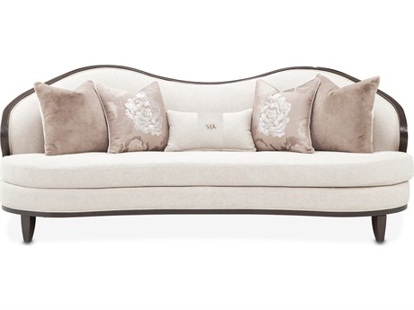 Michael Amini Camellia Field Warm Pecan Linen Beige Upholstered Sofa