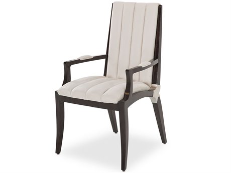 Michael Amini Paris Chic Beech Wood Brown Upholstered Arm Dining Chair
