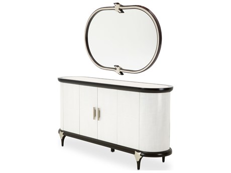 Michael Amini Paris Chic 72" Beech Wood Sideboard with Mirror Set