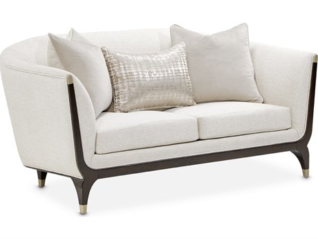Michael Amini Paris Chic White Faux Leather Loveseat