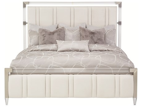 Michael Amini Penthouse Gray Beech Wood King Panel Bed