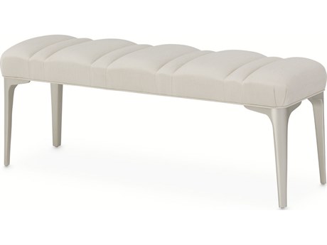 Michael Amini Penthouse White Upholstered Accent Bench