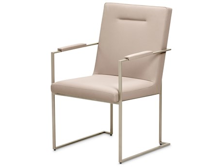 Michael Amini Marin Rubberwood Beige Arm Dining Chair